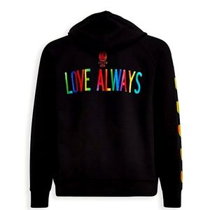 Trolls Love Always Black & Rainbow zip up hoodie.